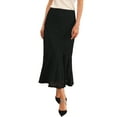 thumbnail image 4 of Women's Lace Floral Skirts Ruffle Hem High Waist Cocktail Midi Skirt 2XL Black, 4 of 6