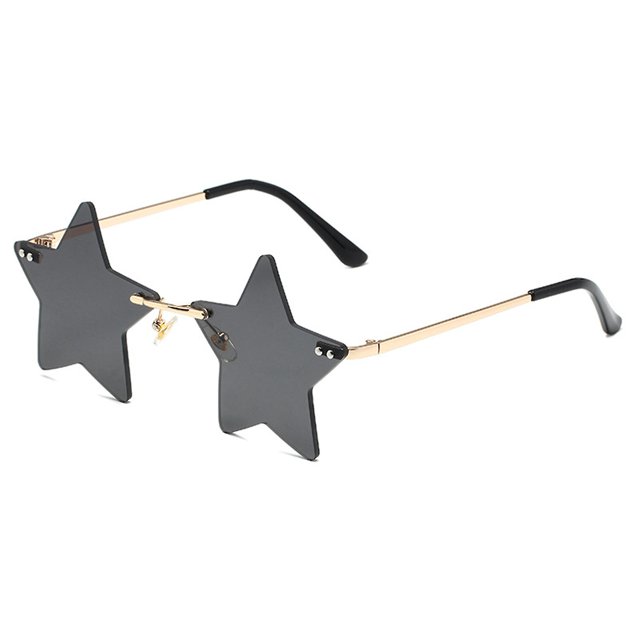 Fashionable Retro Sunglasses Pentagram Shape Sun Glasses For Women Men Summer Beach SupplyGray