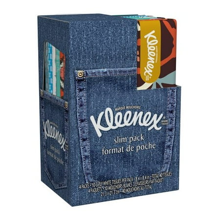 Kleenex Slim Pack Facial Tissue, 10 sheets, 4 count