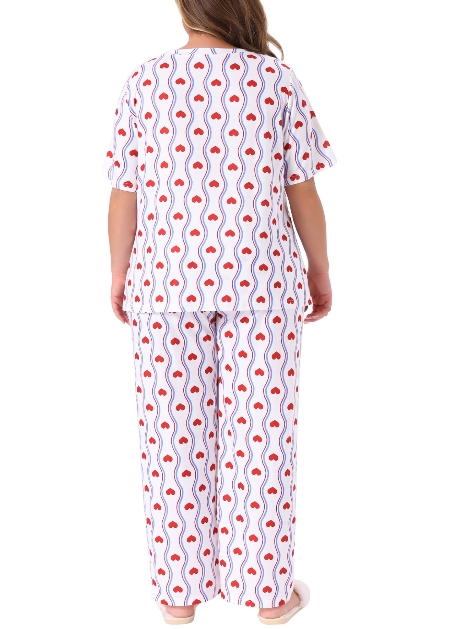 DARING DIVA Women's Plus Soft Sleepwear Tops and Pants Print Pajama Sets 3X White
