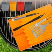 BBQ Grill Mat, Grill Pan Protective, Silicone Mat, Heat Resistant Non-Stick, for Outdoor Camping Grilling, Grill Side Rack Mat | Black KTFgvq