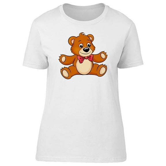 Cute Bear With A Red Bow Tee Women's -Image by Shutterstock