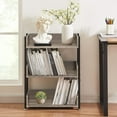 thumbnail image 2 of VECELO 3-Tier Bookcase with Storage Shelves, Industrial Style Wooden Bookshelf Storage Organizer Display Rack, Brown, 2 of 7
