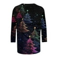 thumbnail image 4 of Hvot&aat Women Christmas Sparkling Colorful Christmas Tree Print Shirts Spooky Season Fall Loose Fit Tunic Tops, 4 of 4