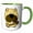 Green/White, variant on 3drose, Cute Funny Pug Dog Playing Banjo Cartoon, 15oz Two-tone Blue Mug