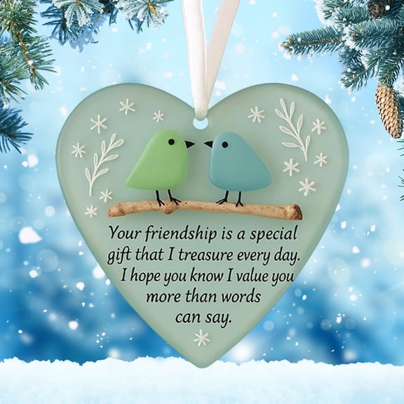 Nkmbld Snowflake-Shaped Sea Glass Christmas Tree Decorations 2D Acrylic Christmas Tree Hanging Ornaments, Sea Glass Art Friendship Relationship Keepsake Xmas Gift