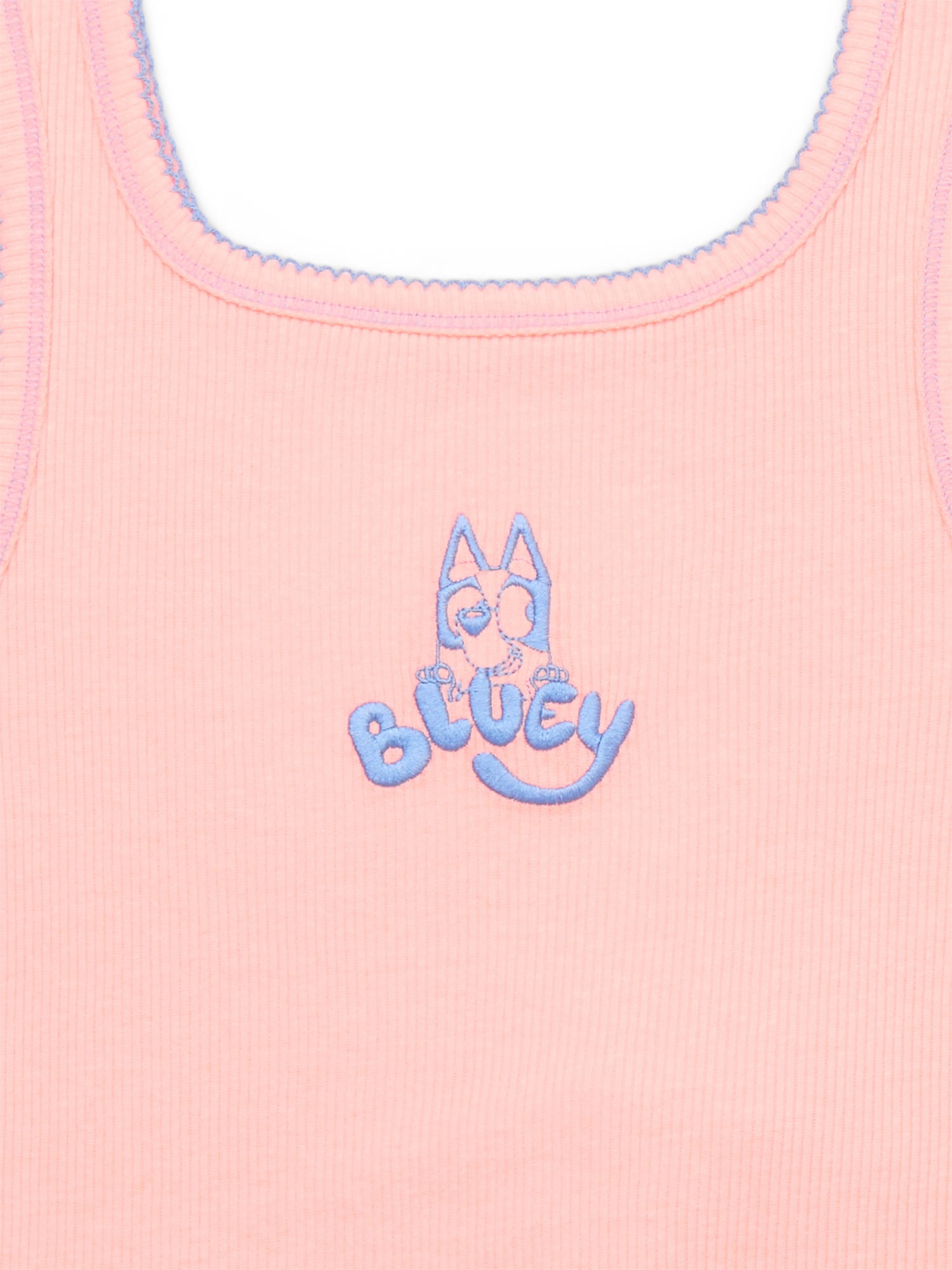 Bluey Girls Embroidered Tank Top and Shorts Set, 2-Piece, Sizes 4-16