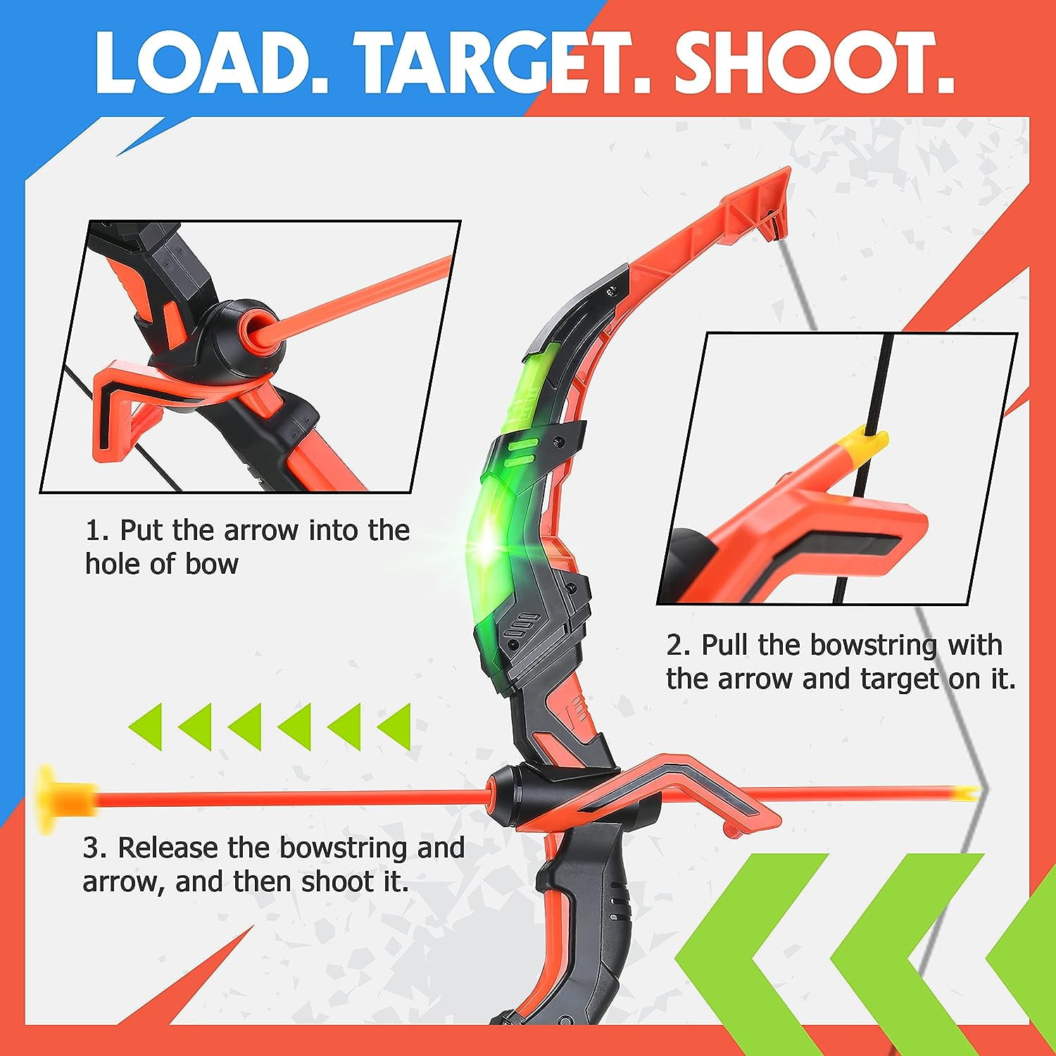 YCFUN 2 Pack Bow and Arrow Toy Set for Kids, Archery Toy Set with LED Lights and 20 Arrows, Outdoor Sport Toys for Kids Boys Girls 3-6 6-12 Years