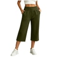 thumbnail image 2 of JOANKDMI Cropped Sweatpants for Women High Waisted Capri Pants Wide Leg Lounge Trousers with Pockets Athletic Loose Fit Casual Activewear for Yoga Workout and Gym, 2 of 9