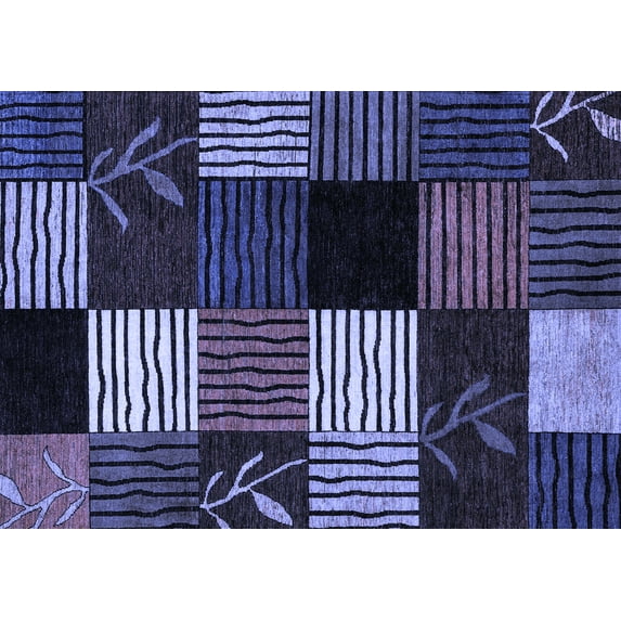 Ahgly Company Indoor Rectangle Abstract Blue Modern Area Rugs, 2' x 4'