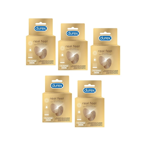 5 Pack Durex Avanti Bare Real Feel Non-Latex Condoms 3 Condoms Each