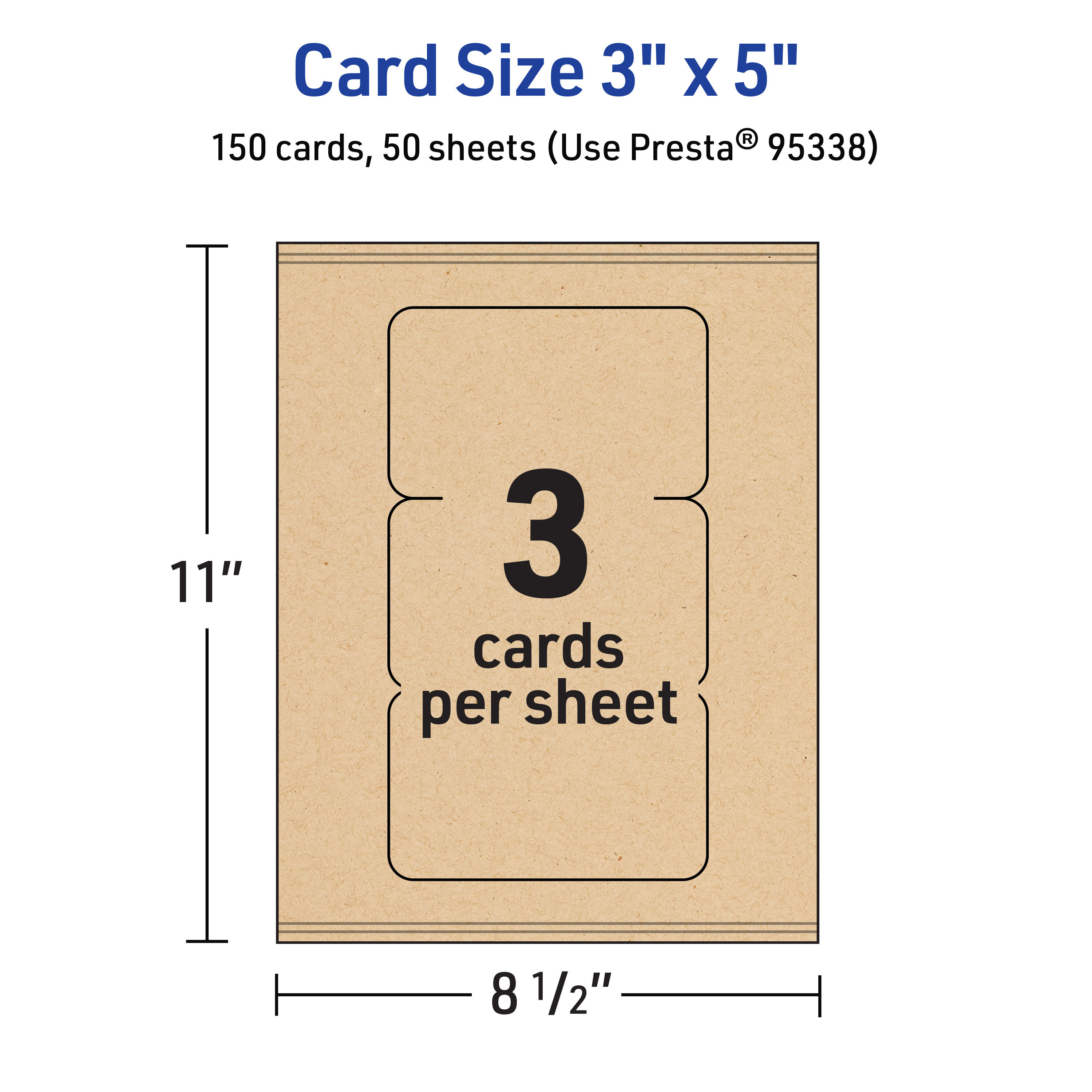 Avery Cards with Rounded Corners, 3" x 5", Kraft Brown, 150ct
