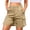PK65_Khaki, variant on Womens Bermuda Shorts High Waisted Cargo Shorts with 6 Pockets Elastic Knee Length Summer Casual Shorts Army Green S