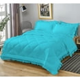 thumbnail image 3 of DNG Creations 5 Piece Ruffle Diamond Comforter All Season 550 GSM Oversized Queen Size - 800 Threads Count, 100% Egyptian Cotton Solid Turquoise Blue Colour, 3 of 7