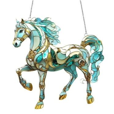 Clearance Sales Today Deals Prime Fashion Style Acrylic Dyed Glass Horse Wall Decoration Home Holiday Decoration Mint Green