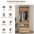thumbnail image 5 of Brafabhome 71"H Armoire Wardrobe Closet with 2 Drawers, Farmhouse 2 Doors Armoire Cabinet with Hanging Rod, Modern Freestanding Wardrobe Clothes Cabinet for Bedroom | Nature(3 Set), 5 of 7