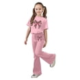 thumbnail image 2 of Kiijoy Girls Casual Outfits Bow Short Sleeve T-Shirt Flared Pants Set, Sizes 7-13, 2 of 4