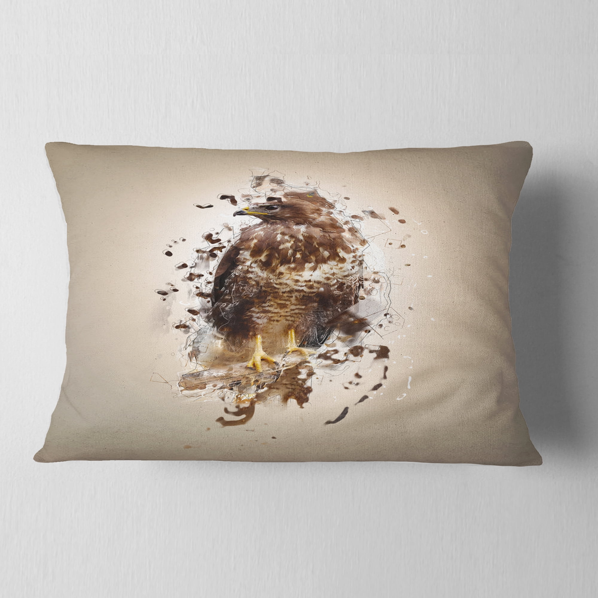 Designart Abstract Falcon on Branch - Animal Throw Pillow - 12x20