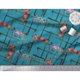 thumbnail image 2 of Soimoi Blue Viscose Chiffon Fabric Geometric & Rose Floral Printed Craft Fabric by the Yard 42 Inch Wide, 2 of 3