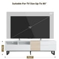 thumbnail image 2 of GymChoice TV Stand for TVs Up To 80”, Modern Entertainment Center with Hidden Cabinets Drawers Open Shelves, 2 U-shaped Legs Easy Assembly TV Cabinet (76.8 x 15 x 18.9''), 2 of 8