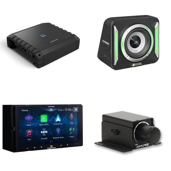 Alpine iLX-W670-S Receiver & S2-SB10 PrismaLink™ S2-Series 10" subwoofer Built-In RGB lighting & S2-A60M Amplifier w/ Rux Bass Knob Bundle