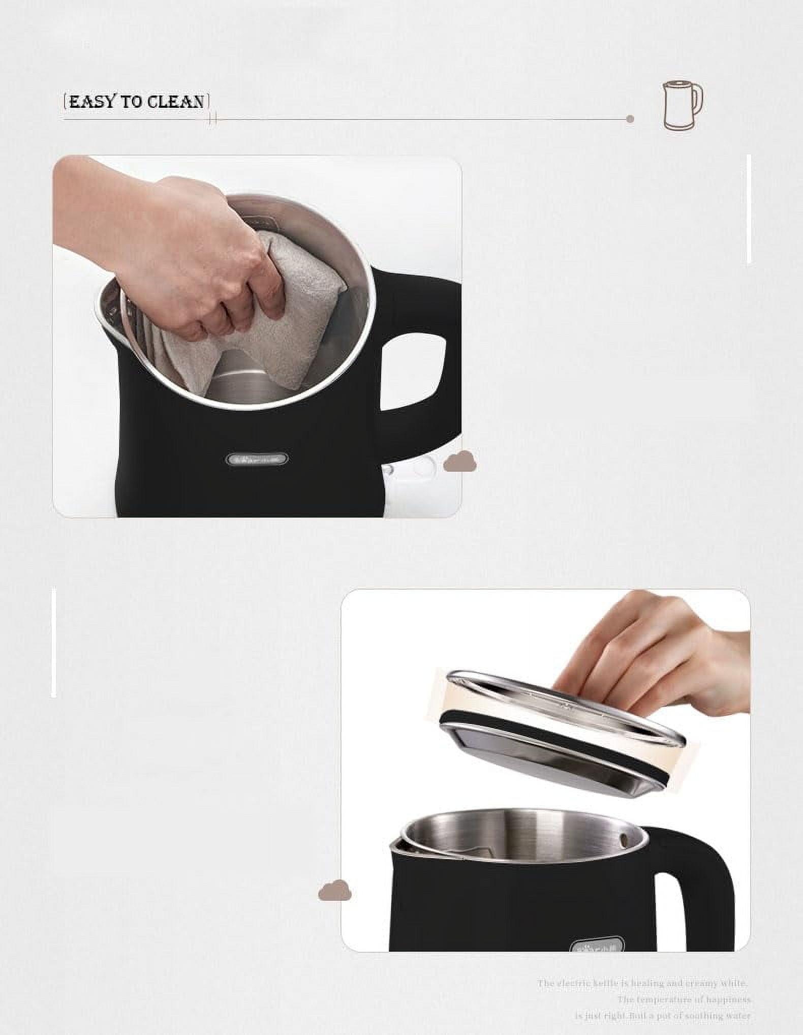 Bear Electric Kettle, Tea Kettle,1.7L, Fast boiling with 304 S/S Inner pot and lid, Auto Shut Off and Boil Dry Protection, 1500W, Black