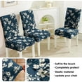 thumbnail image 2 of Blue Dining Chair Covers Set of 6,White Floral Stretch Parsons Chair slipcovers,Kitchen Spring Summer Decor Chair Seat Cover Protectors(Blue Flowers,6 Pack), 2 of 6
