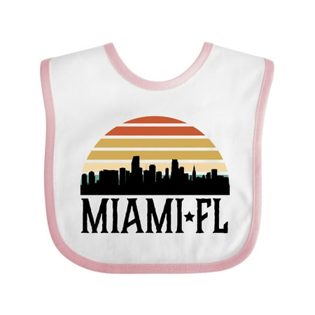

Inktastic Miami Florida Skyline Retro Sunset Gift Baby Boy or Baby Girl Bib