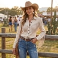 thumbnail image 5 of Womens Fringe Western Cowgirl Shirts Vintage Long Sleeve Button Down Tops Slim Country Concert Jacket,2xl, 5 of 7