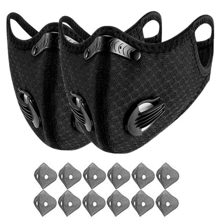 OITY 2 Pcs Family Pack Dust Mask,Breathable Reusable Respirator Mask with 6 Activated Carbon Filters for Woodworking Construction Mowing Grinding