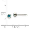 thumbnail image 3 of Inverness Titanium 4mm Aqua Crystal Bezel Earrings, 3 of 3