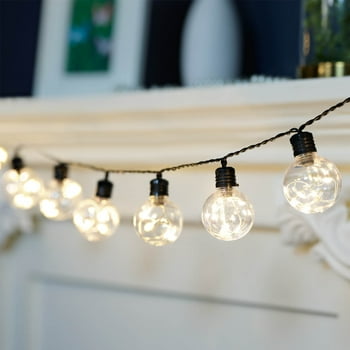 Mainstays Indoor 10-Count LED Fairy Globe String Lights, with Black Wire, UL-Adaptor, 4.5 Volts