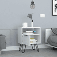thumbnail image 2 of Begonia Nightstand, Shelf, Single Door Cabient, Hairpin Legs, White Night Stand Bedside Table Bedroom Side Table Furniture, 2 of 9