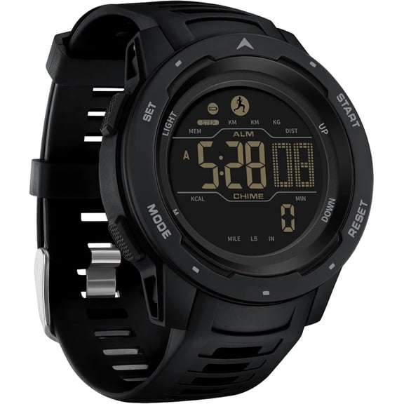 Men's Digital Watch Waterproof Pedometer Watches Sport Watch Step Counter Calorie Military Watch with Stopwatch Alarm LED Backlight Countdown