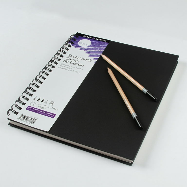 Daler-Rowney Simply Lightly Textured Papier à Croquis A4 95 G/m² Collé 1 Face 72 Feuilles Blanches Idéal Pour Les Artistes Débutants Et Les Amateurs