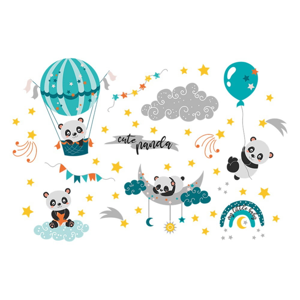 Animal Cartoon Wall Stickers For Kids Rooms Balloon Elephant Decorative