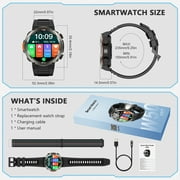 Blackview Rugged Smart Watch for Men, 1.45 HD Display Bluetooth Calling Smartwatch with Flashlight, Compass, 960mAh Battery, 100+ Sports Modes, Military Style Fitness Watch for Android iPhone,Black