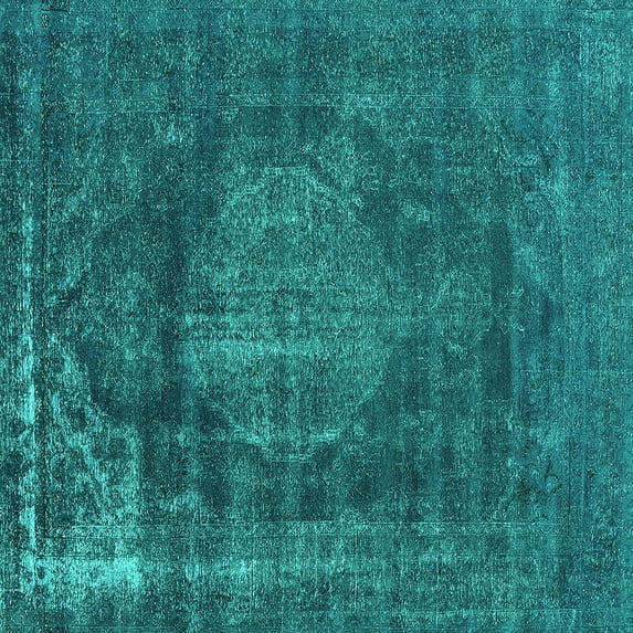 Ahgly Company Indoor Square Oriental Turquoise Blue Industrial Area Rugs, 6' Square