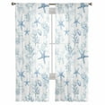 thumbnail image 2 of Coastal Coral Semi Sheer Curtains 96 Inch Length 2 Panels Set, Ocean Starfish Blue Conch Summer Sea Sheer Kitchen Curtain Privacy Voile Window Curtain for Living Room Bedroom Rod Pocket Drapes, 2 of 7