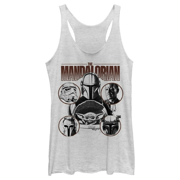 Women's Star Wars: The Mandalorian Odds-on Favorite Racerback Tank Top White Heather X Small