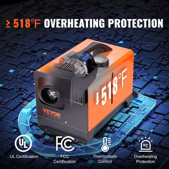 8KW Diesel Air Heater 12V Bluetooth App Control & LCD Screen – Portable Heater for RV, Car, and Indoor Spaces
