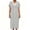 White, variant on Short Sleeved Women V-neck Casual Loose Knit Dress Lapel Striped Print Straight Knee Sweater Dress