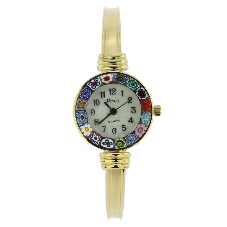 GlassOfVenice Murano Glass Millefiori Bangle Watch - Gold  display picture 3