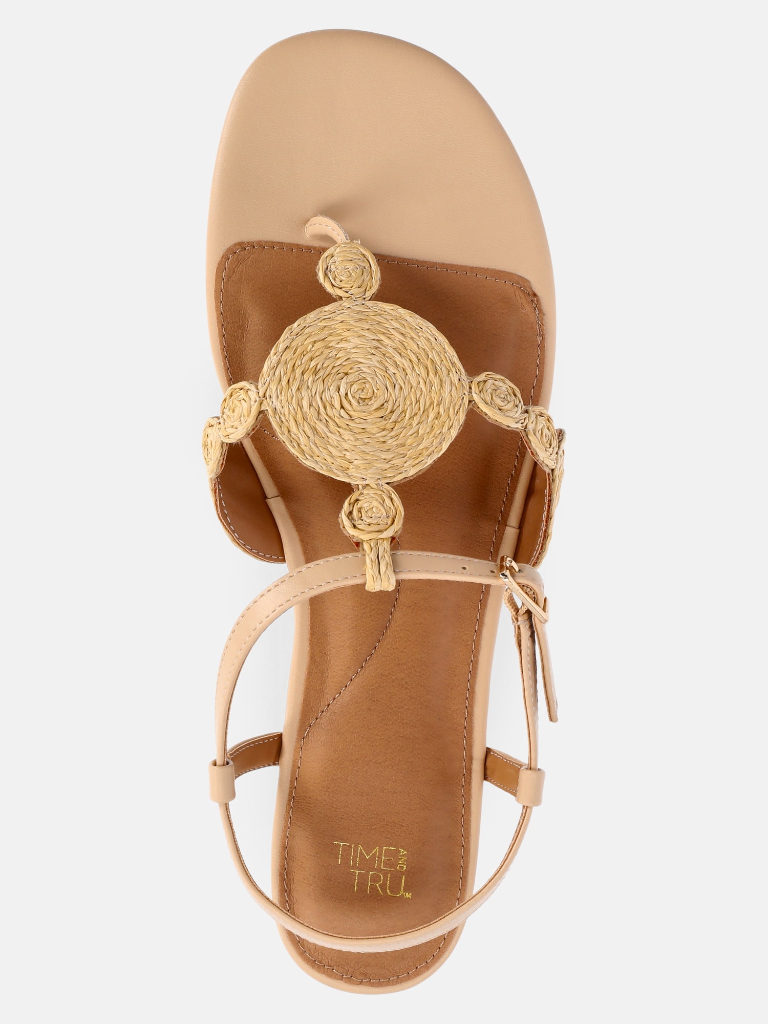 Time and Tru Women's Raffia Circle Thong Sandals