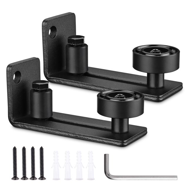 Aquaterior 2 Pack Matte Adjustable Floor Guide Roller Wall Mount Hardware Barn Door