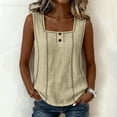 thumbnail image 4 of Erwazi Womens Square Neck Tank Top Button Wide Strap Sleeveless Casual Trendy Top, 4 of 9
