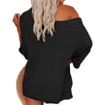 thumbnail image 2 of 2 PCS Off Shoulder Women's Outfits Sweater Sets Knit Top Shorts Matching Suits Cute Pajama Lounge Set, 2 of 7