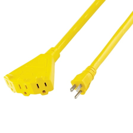 Hyper Tough 2 Foot Heavy Duty Adapter Extension Cord,15 Amps,  Yellow
