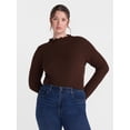 thumbnail image 2 of Scenario Women's Rib Mock Neck Top with Long Sleeves, Sizes XS-XXXL, 2 of 6