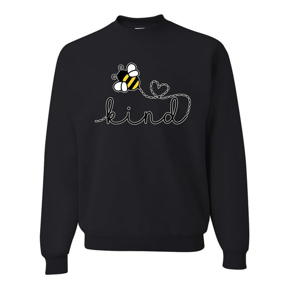 Wild Bobby, Bee Kind Motivational Inspirational Teachers, Pop Culture, Unisex Crewneck Graphic Sweatshirt, Black, Small